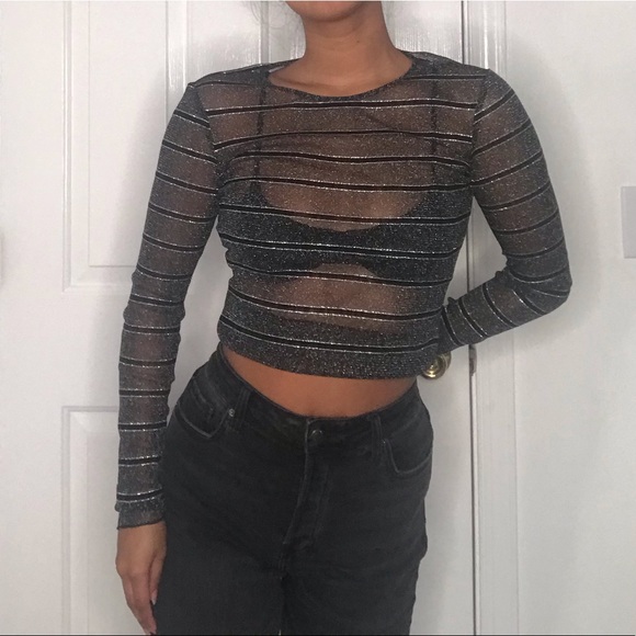 Sparkly glitter mesh sheer top - Picture 2 of 7